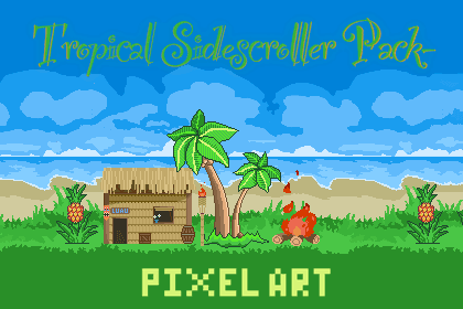 A collection of tropical/beach themed pixel art assets!