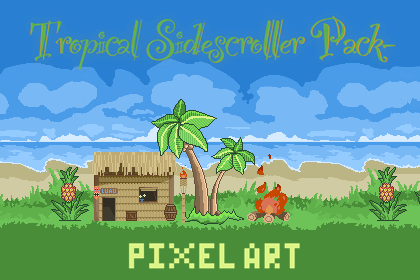 A collection of tropical/beach themed pixel art assets!